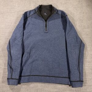 Tommy Bahama Quarter Zip Pullover Mens XL Blue Excellent Contrast‎ Stitching